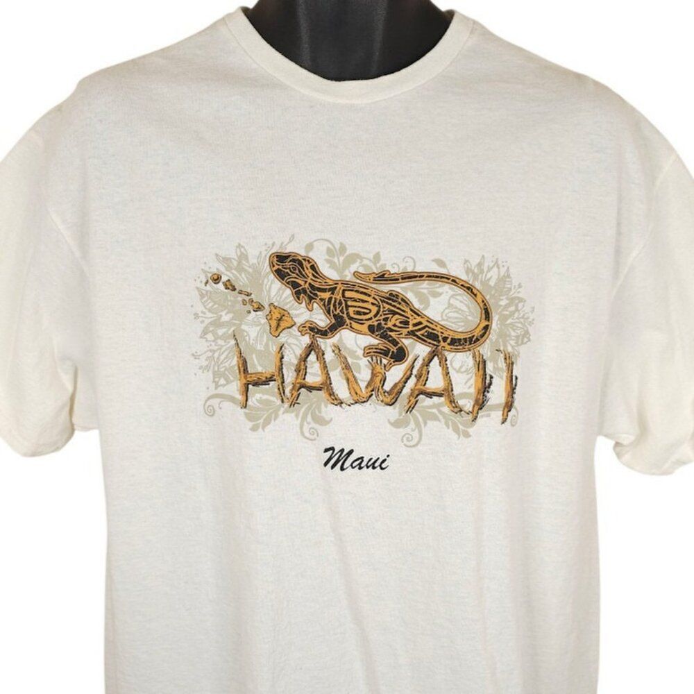 Maui Hawaii T Shirt Mens Size XL White Lizard Hawaiian Travel Destination